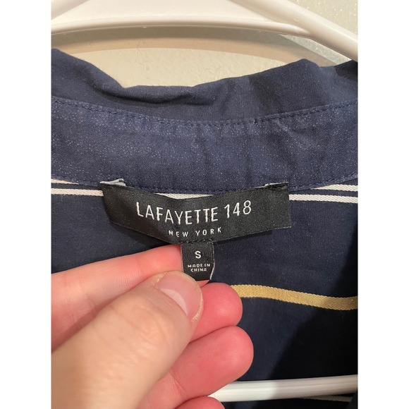 Lafayette 148 Brayden Riverside Stripe Tunic Button Up Shirt Size Small - Picture 8 of 9